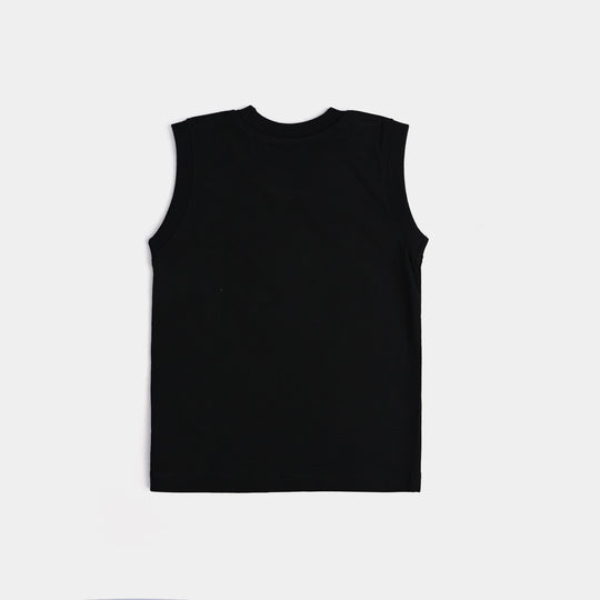 Infant Boys Cotton Jersey Sando Ready To Play-Jet.Black