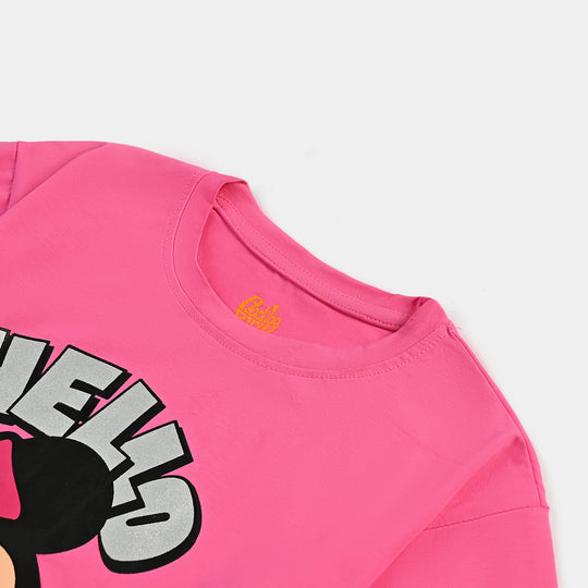 Girls Cotton Jersey T-Shirt HS Hello Crew-Hot.Pink