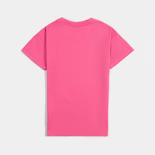 Girls Cotton Jersey T-Shirt HS Hello Crew-Hot.Pink