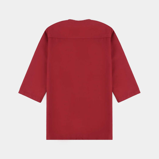 Infant Boys Poly Viscose Kurta & Pajama Suit (Tribal Motif)-RED