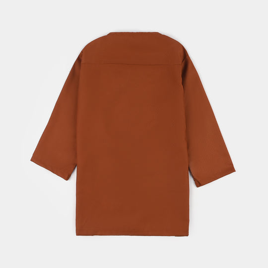 Infant Boys Poly Viscose Kurta Pajama Suit (Dobby)-BROWN