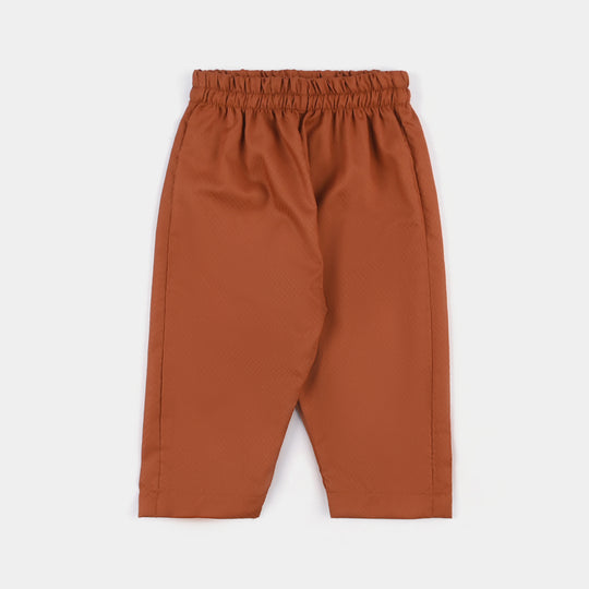 Infant Boys Poly Viscose Kurta Pajama Suit (Dobby)-BROWN