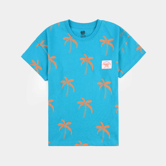 Boys Cotton Jersey T-Shirt H/S Palm Tree