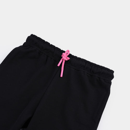 Girls Cotton Terry Short Positive Vibes-Jet Black