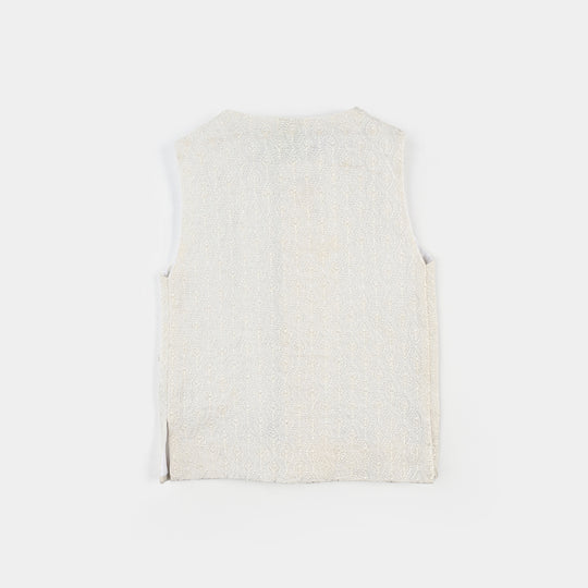 Infant Boys Poly Viscose Waistcoat (Monotone)-Off.White