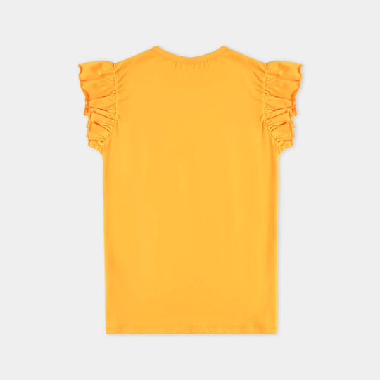 Girls Lycra Jersey T-Shirt H/S Enjoy & Play-Yellow