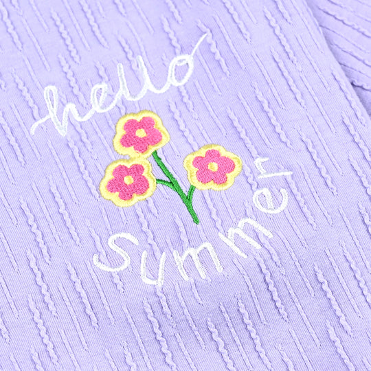 Girls Jacquard T-Shirt H/S 3 Hearts-Purple