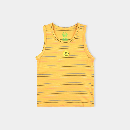 Infant Boys Yarn Dyed Sando Smiley-Yellow