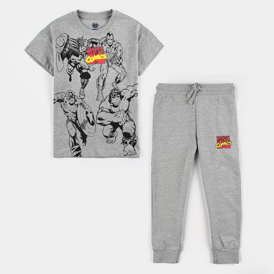 Boys Jersey/Terry 2 Piece Suit-H.grey