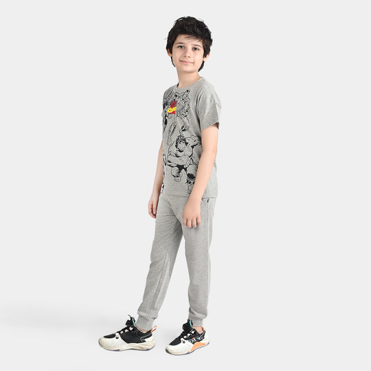 Boys Jersey/Terry 2 Piece Suit-H.grey