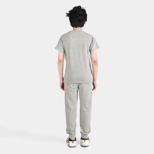 Boys Jersey/Terry 2 Piece Suit-H.grey