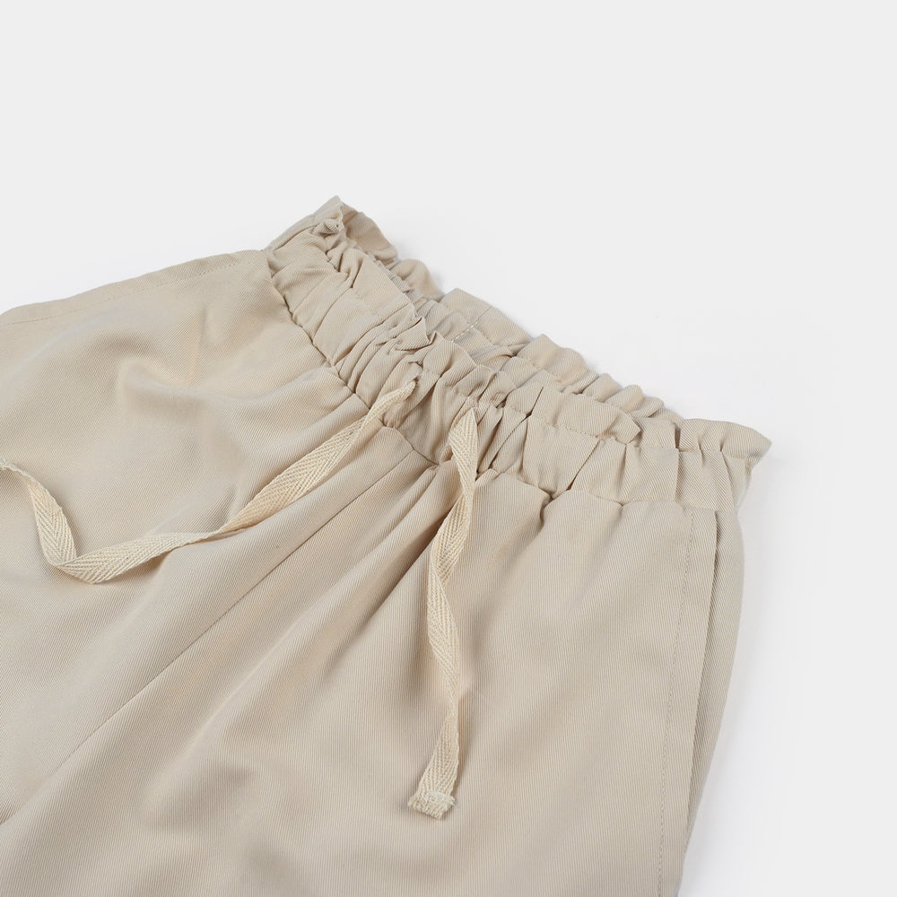 Girls Cotton Twill Pant Beige Cargo-BEIGE