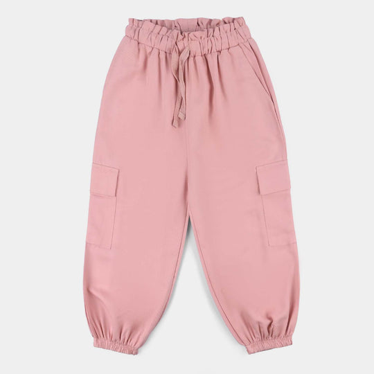 Girls Cotton Twill Pant Pink Cargo