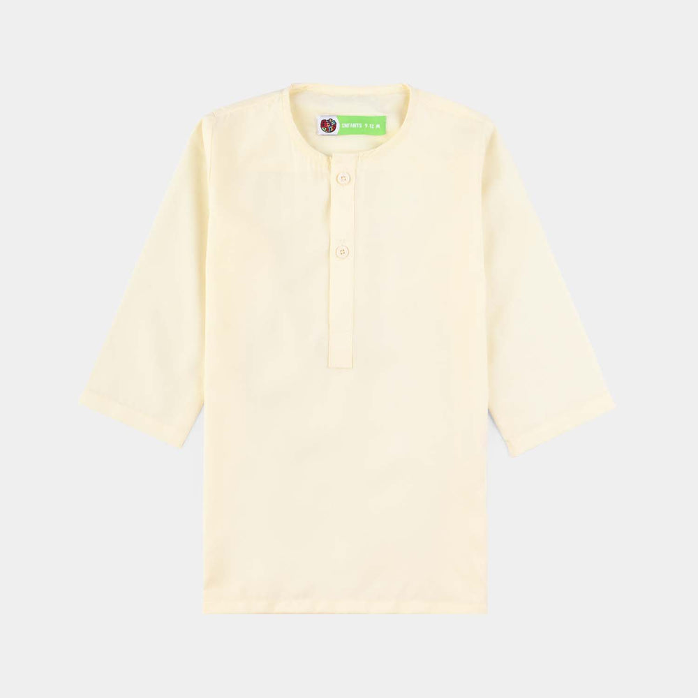 Infant Boys Poly Viscose 3 Piece Suit (Square PKT)-OFF-White