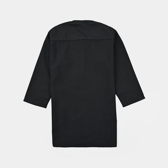 Infant Boys Poly Viscose kurta Shalwar Suit (Blended)-BLACK