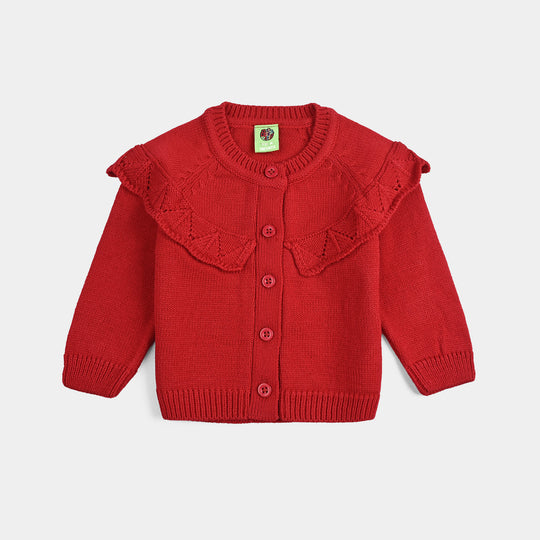 Infant Girls Acrylic Suit-Scarlet - RED