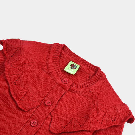 Infant Girls Acrylic Suit-Scarlet - RED