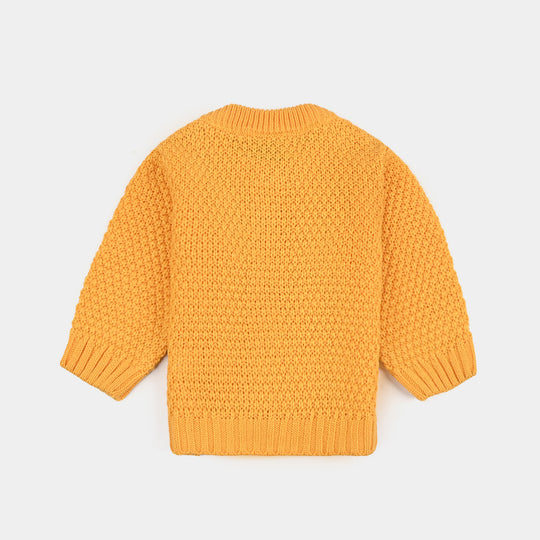 Infant Girls Acrylic Suit-Pompom Knitting-Mustard