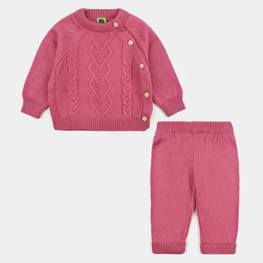 Infant Girls Acrylic Suit-Rose Pink - Rose Pink