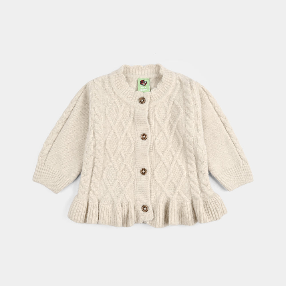 Infant Girls Acrylic-Crystal Feather Suit-Triangle - BEIGE