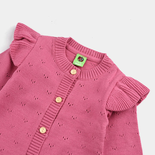 Infant Girls Acrylic Romper-Frill-Rose.Pink