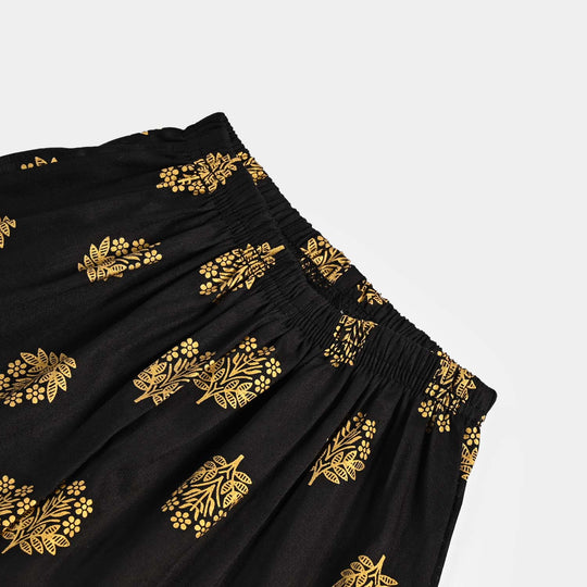 Infant Girls Cotton Printed Gharara-BLACK