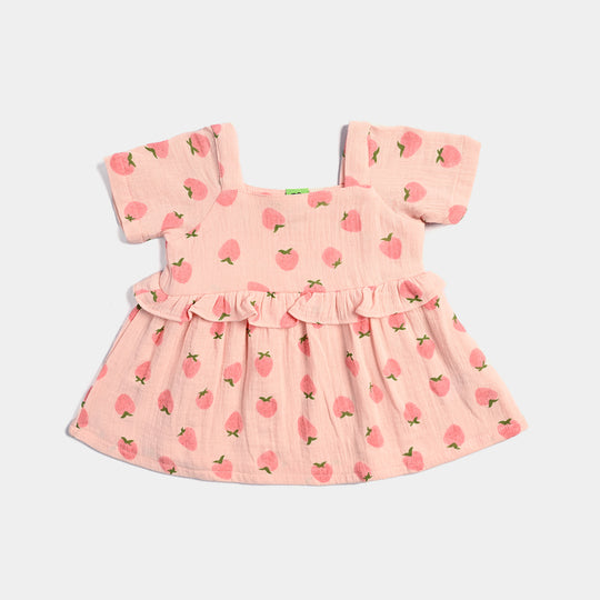 Infant Girls Cotton Co-Ord Set Strawberry-Pink