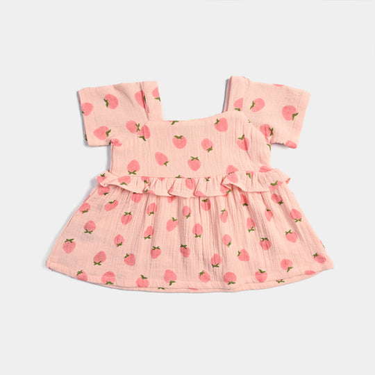 Infant Girls Cotton Co-Ord Set Strawberry-Pink