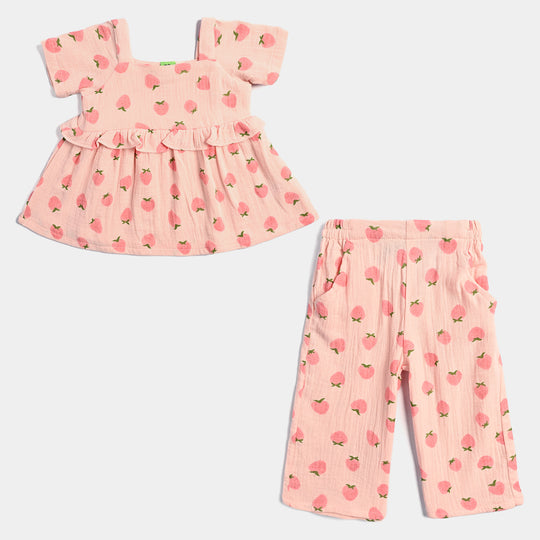 Infant Girls Cotton Co-Ord Set Strawberry-Pink