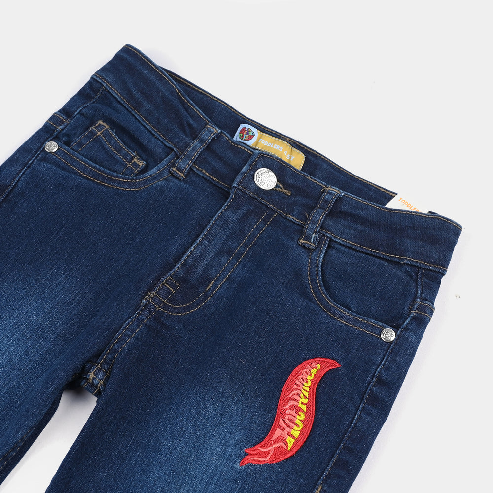 Boys Denim Stretch Pant (Hot wheels)-Mid Blue