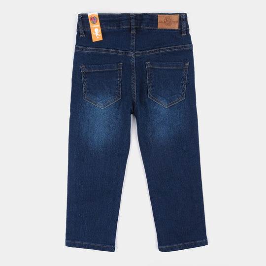 Boys Denim Stretch Pant (Hot wheels)-Mid Blue