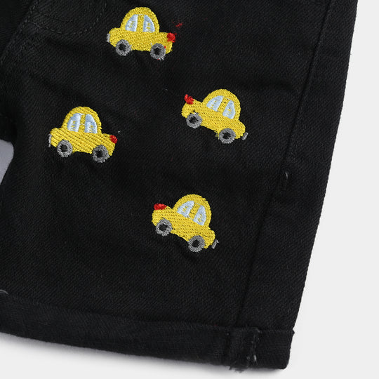 Infant Boys Denim rigid Short Yellow Cars-BLACK