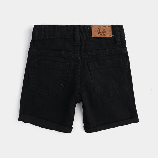 Infant Boys Denim rigid Short Yellow Cars-BLACK
