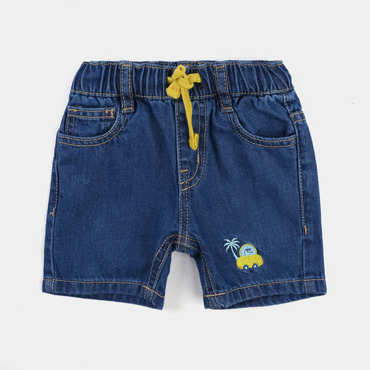 Infant Boys Denim rigid Short Dino Car-DARK BLUE