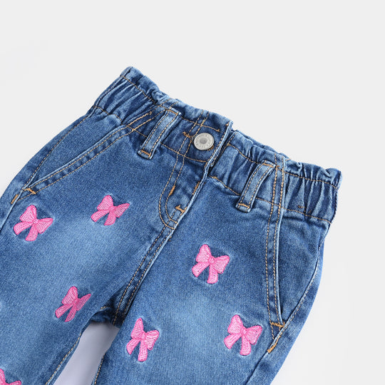 Infant Girls Denim rigid Pant Bow-LT.Blue