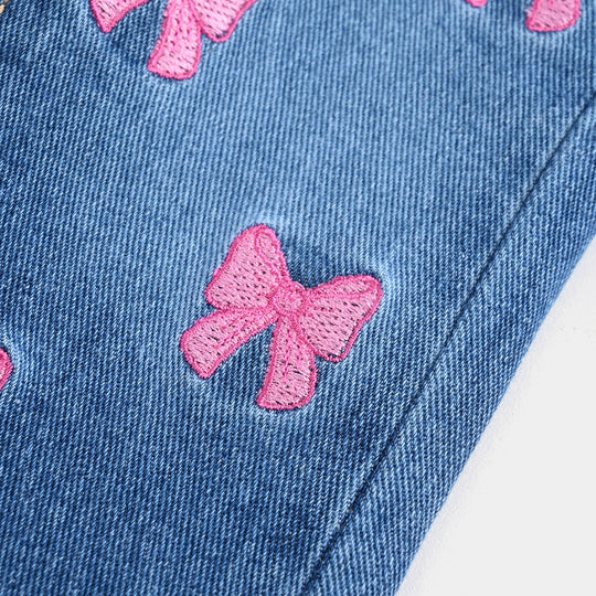Infant Girls Denim rigid Pant Bow-LT.Blue