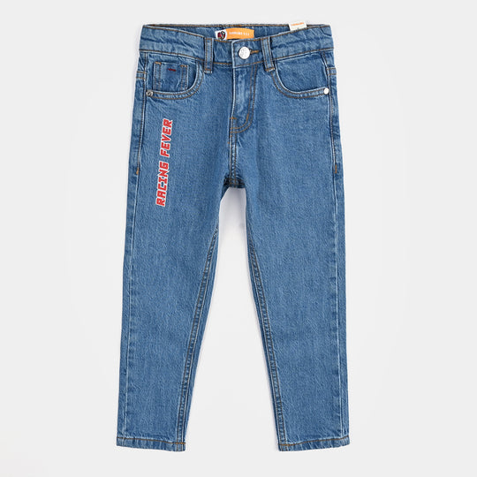 Boys Denim rigid Pant Racing Fever-Mid Blue
