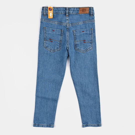 Boys Denim rigid Pant Racing Fever-Mid Blue
