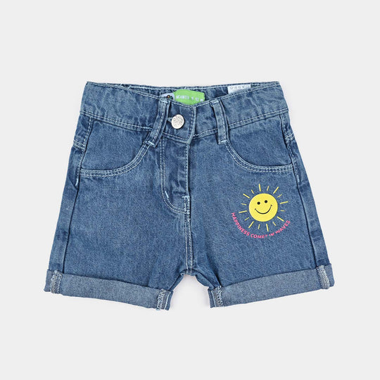 Infant Girls Denim rigid Short Happiness-Mid Blue