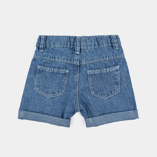 Infant Girls Denim rigid Short Happiness-Mid Blue