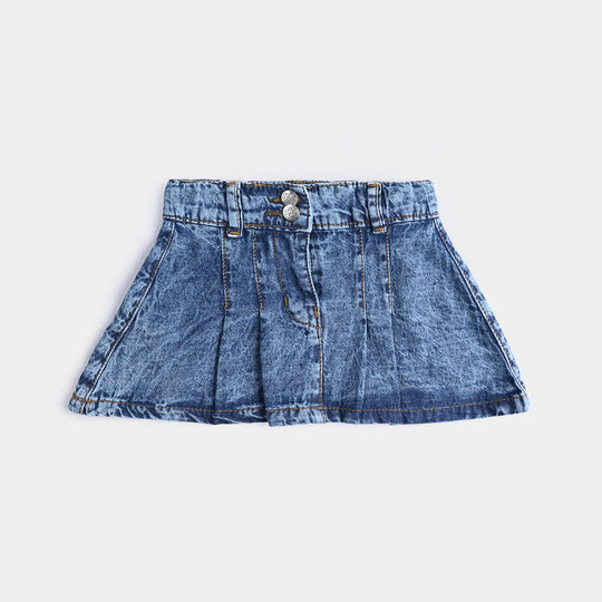 Infant Girls Denim rigid Skirt Pleats-Ice Blue