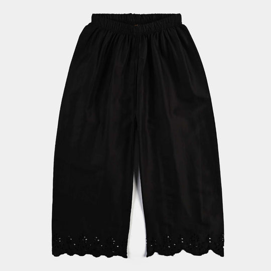 Girls Cotton  Embroidered Culotte-BLACK
