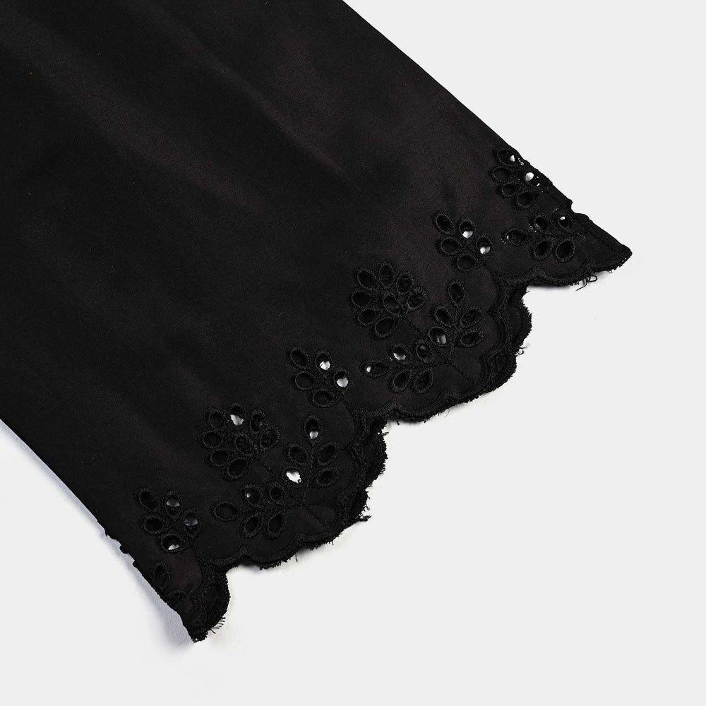 Girls Cotton  Embroidered Culotte-BLACK