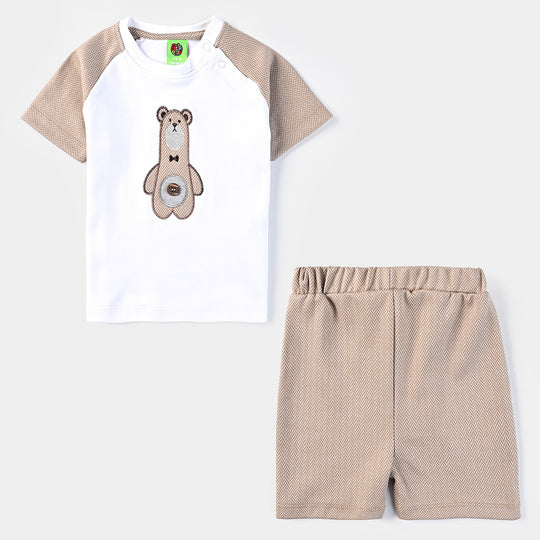 Infant Boys Jacquard Suit BEAR-BROWN