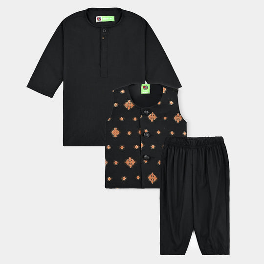 Infant Boys Poly Viscose 3 Piece Suit (Blended)-BLACK