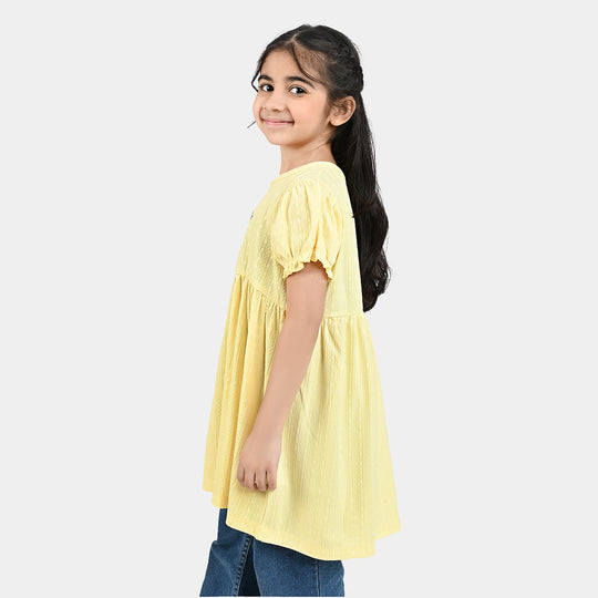 Girls Jacquard Jersey Frock Hello Summer-Yellow