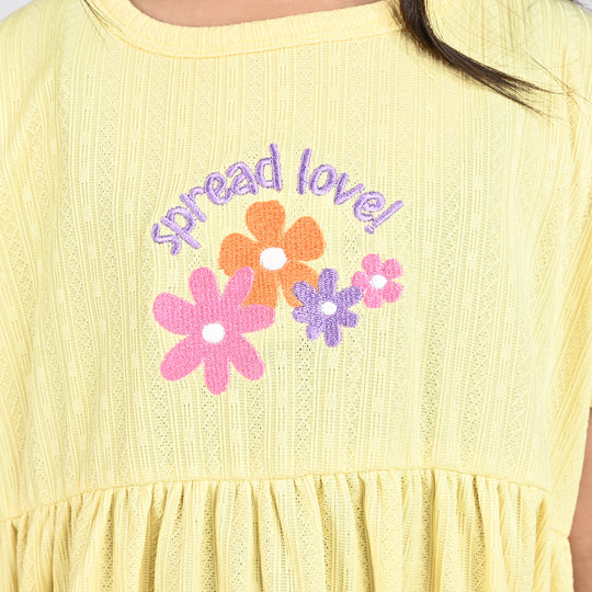 Girls Jacquard Jersey Frock Hello Summer-Yellow