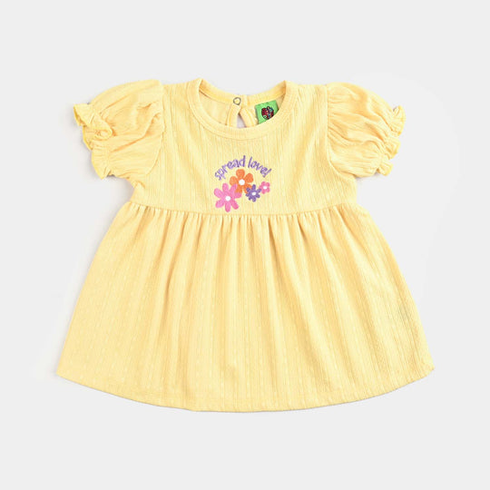 Infant Girls Jacquard Jersey Frock Hello Summer-Yellow