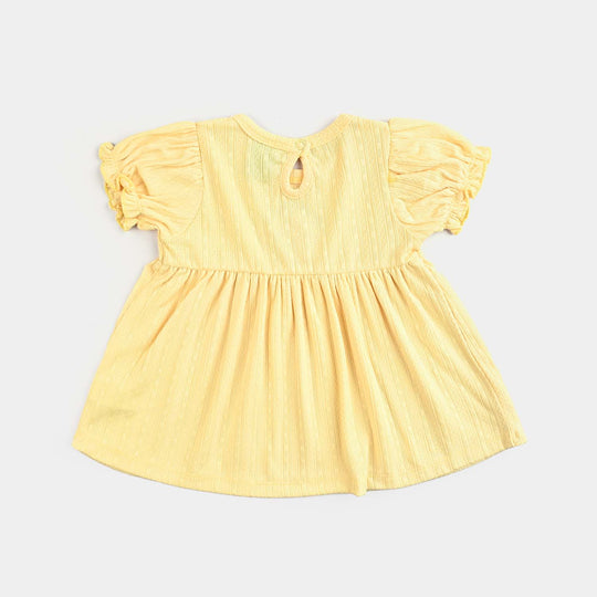 Infant Girls Jacquard Jersey Frock Hello Summer-Yellow