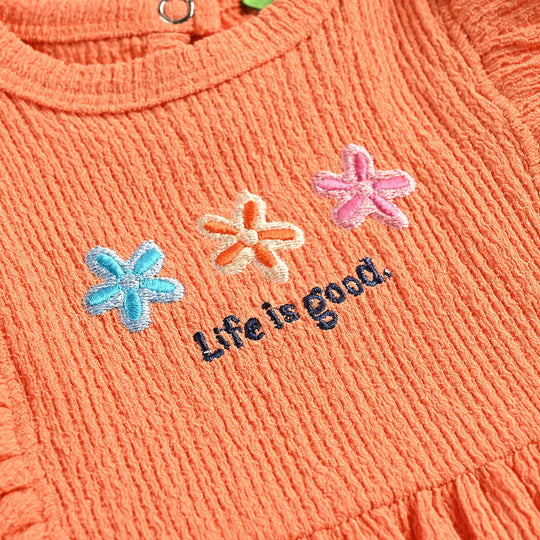 Infant Girls Jacquard Jersey Frock Floral-ORANGE